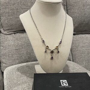 Nicky Butler Silver Necklace with Purple and Gold Accents